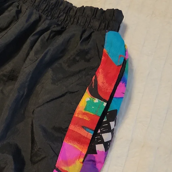 VINTAGE LONDON FOG Girl's Colorful Black Track Pants 80s 90s Vaporwave - Picture 7 of 15